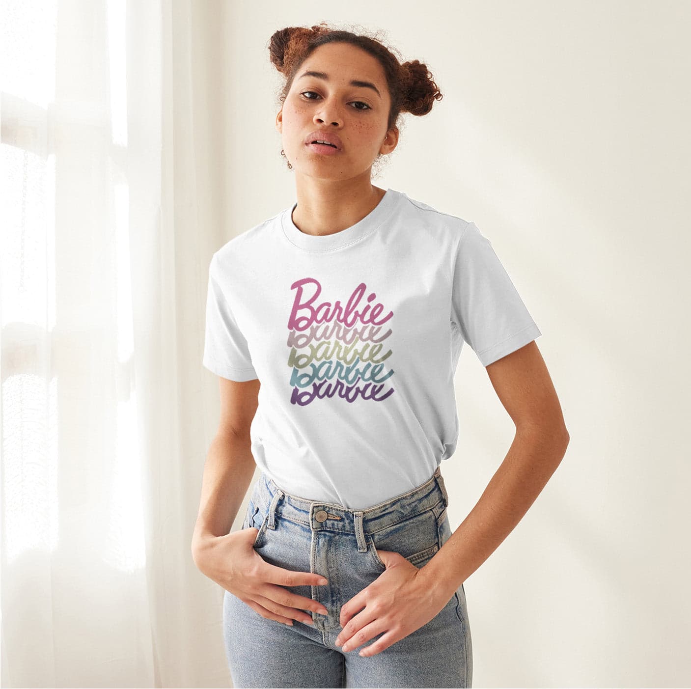 Camisetas Barbie letras de colores pastel: Moda Retro en Algodón 100% Estampado — foto 2