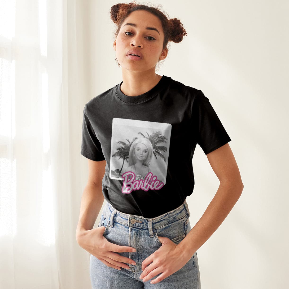 Camisetas Barbie fotografia blanco y negro: Moda Retro en Algodón 100% Estampado — foto 2