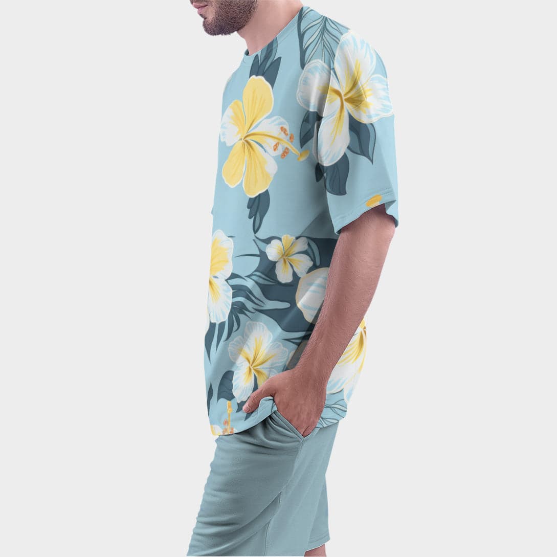 Camiseta Oversize 'Floración Azul' - Elegancia Floral en Patrón Sublimado — foto 8
