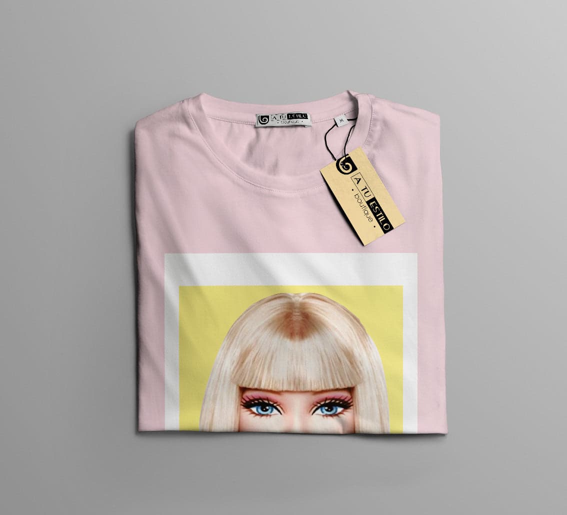 Camisetas Barbie fondo amarillo chicle: Moda Retro en Algodón 100% Estampado — foto 15
