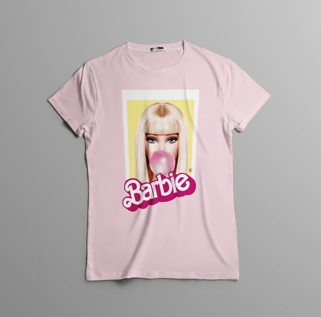 Camisetas Barbie fondo amarillo chicle: Moda Retro en Algodón 100% Estampado — foto 9