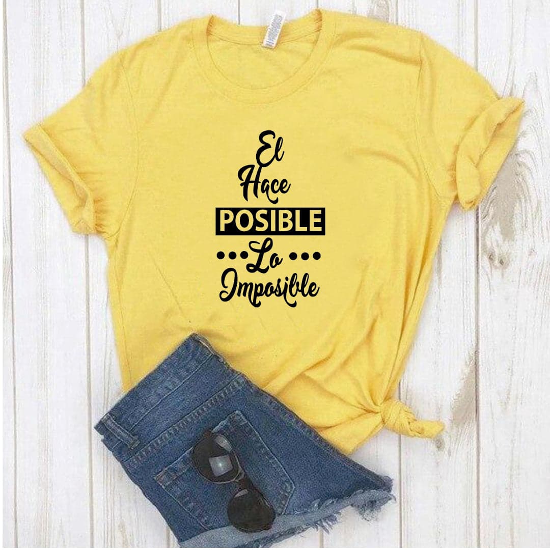 Camisa estampada Cristiana tipo T- shirt EL HACE POSIBLE LO IMPOSIBLE — foto 3