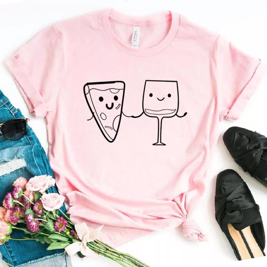 Camisa estampada tipo T-shirt Pizza y Vino — foto 2