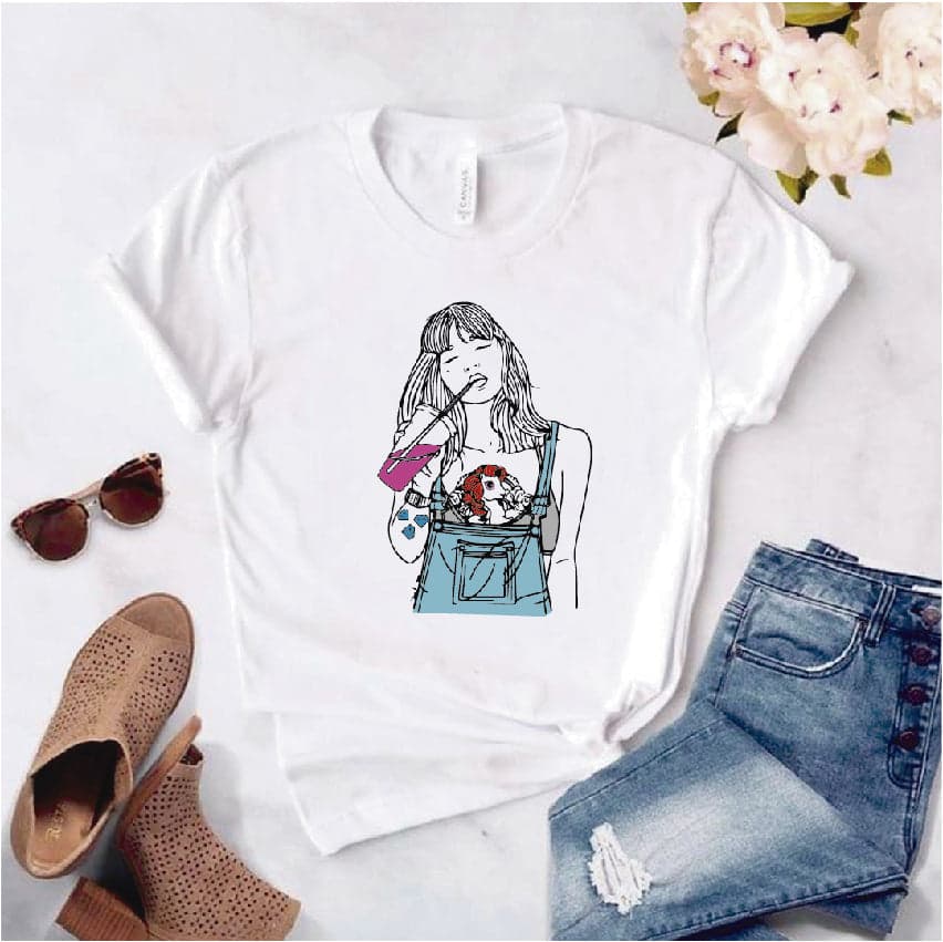 Camisa estampada  tipo T-shirt  de polialgodon CHICA OVEROL — foto 1
