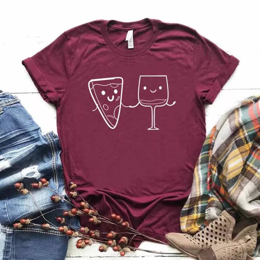 Camisa estampada tipo T-shirt Pizza y Vino — foto 4