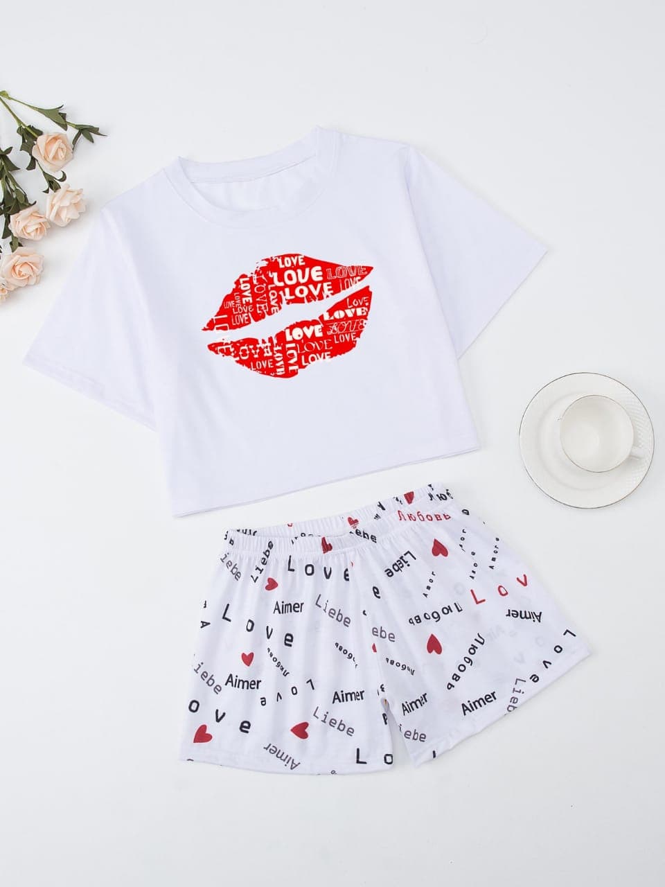 Pijama Estampada en polialgodon de Short Kiss love — foto 1