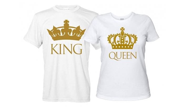 Camiseta estampada pareja T-shirt KING / QUEEN  CORONA — foto 1