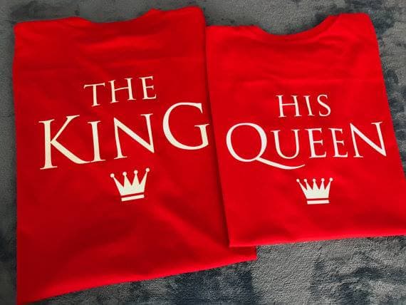 Camiseta estampada pareja T-shirt The King / The Queen rojo — foto 1