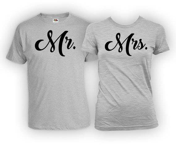 Camiseta estampada pareja T-shirt Mr . Mrs. — foto 1