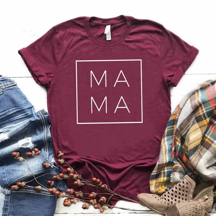 Camisa estampada tipo T-shirt MAMÁ cuadrado — foto 2