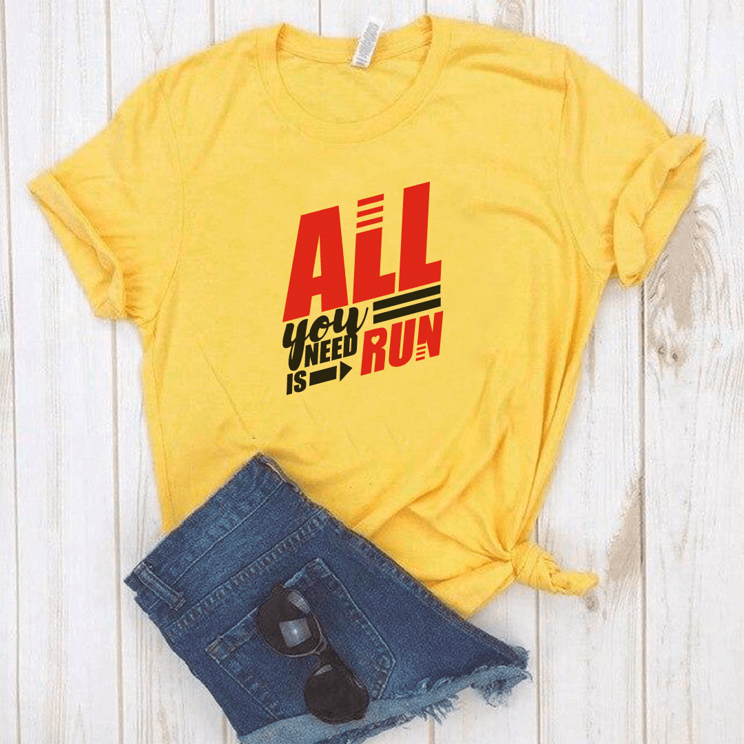 Camiseta estampada tipo T-shirt ALL YOU NEED IS RUN (FITNESS) (DAMA) — foto 5