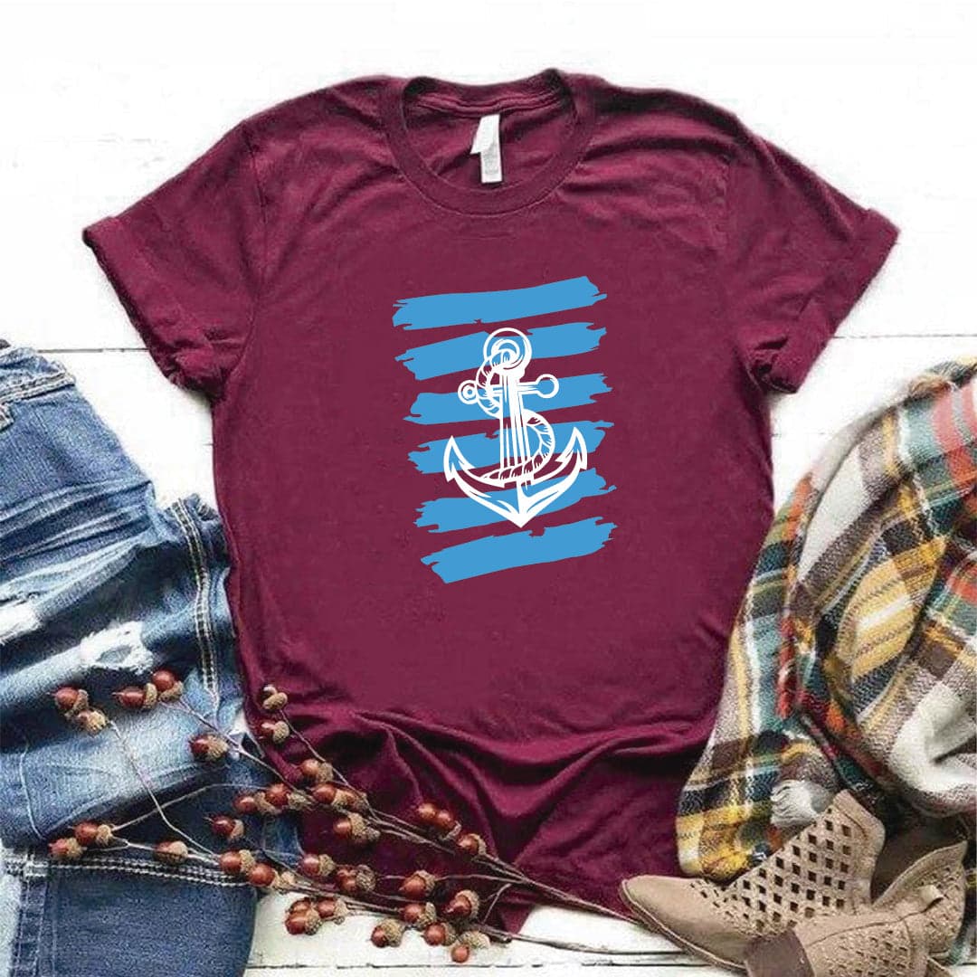 Camiseta T-shirt mujer ANCLA FRANJAS — foto 3