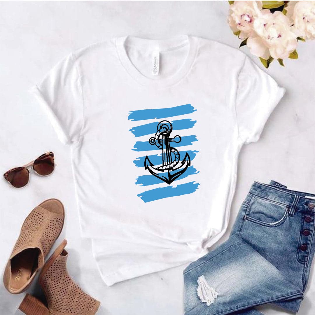 Camiseta T-shirt mujer ANCLA FRANJAS — foto 8