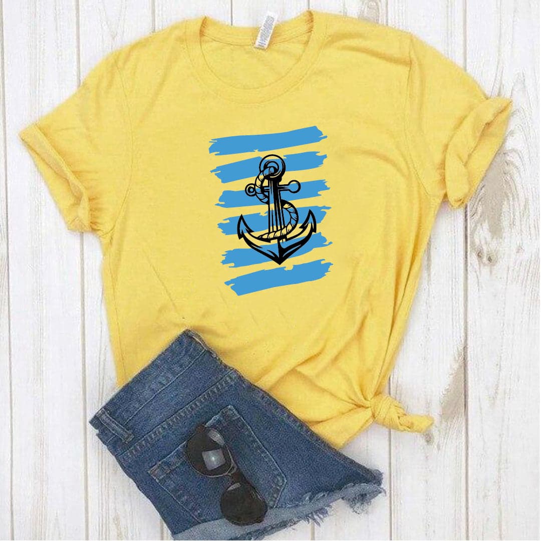 Camiseta T-shirt mujer ANCLA FRANJAS — foto 1