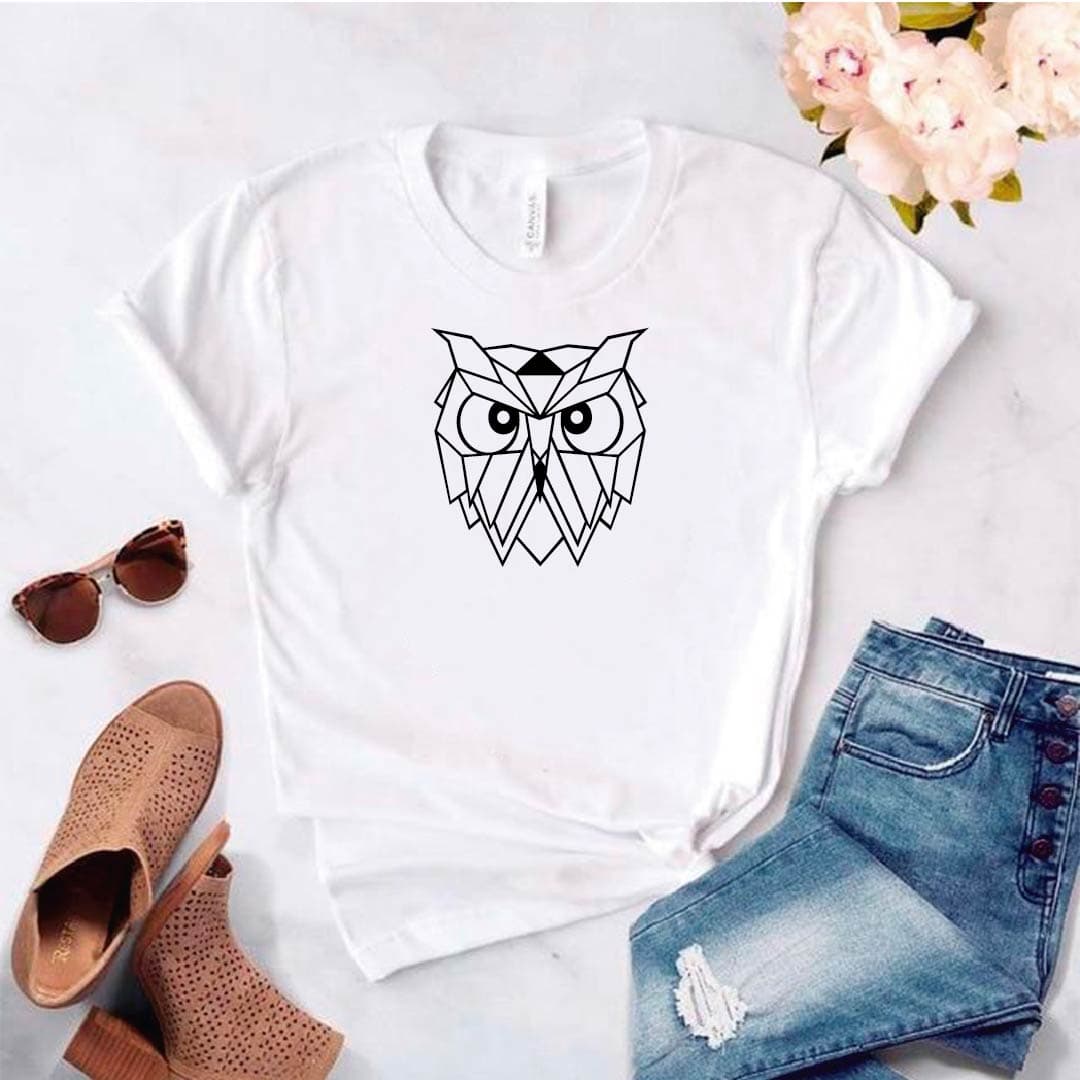 Camiseta estampada tipo T-shirt CARA BÚHO (geométrico) — foto 1