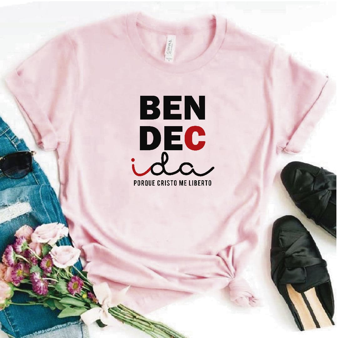 Camiseta Estampada T-shirt Bendecida por Cristo — foto 3