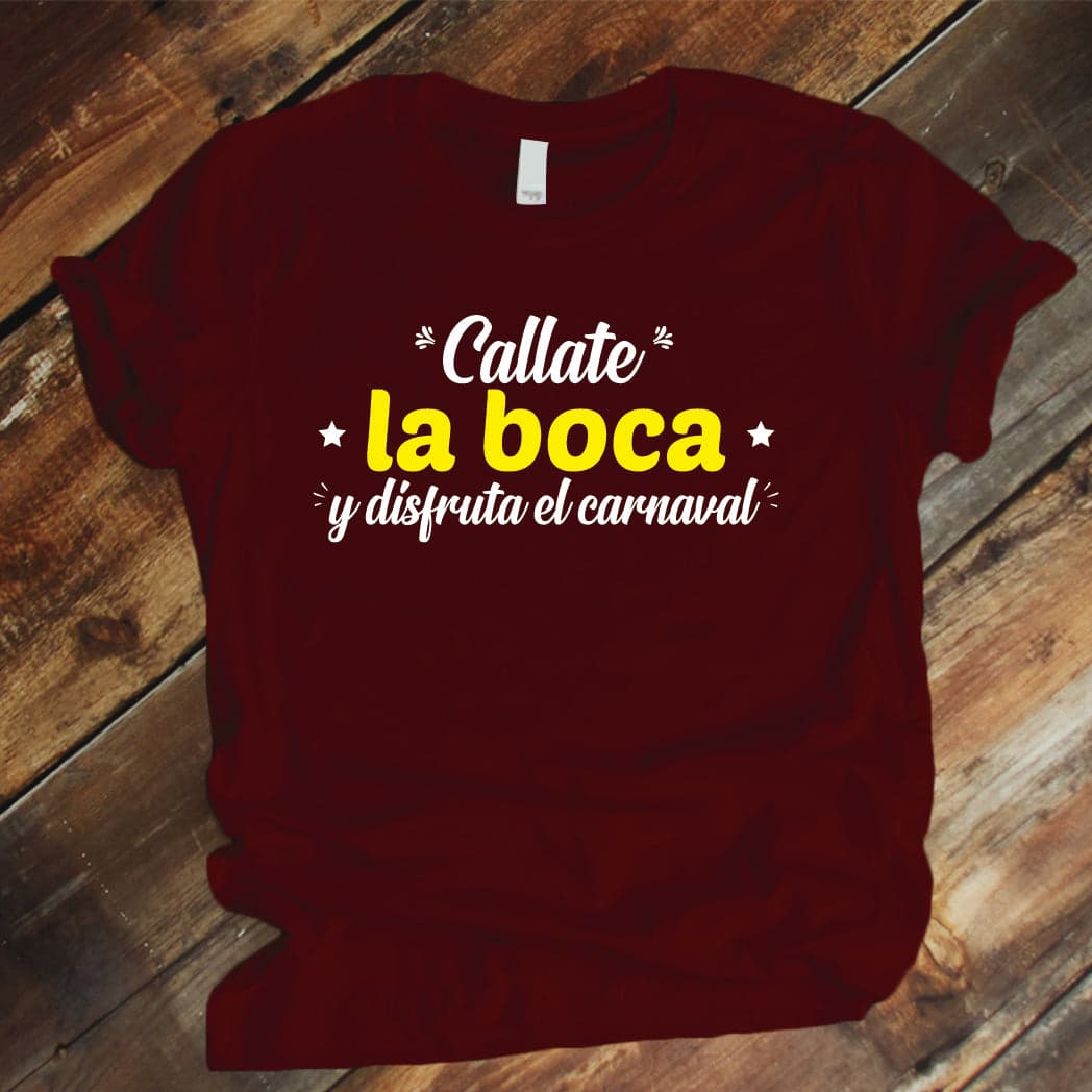 Camisa estampada unisex tipo T-shirt Callate la boca y disfruta el carnaval — foto 2