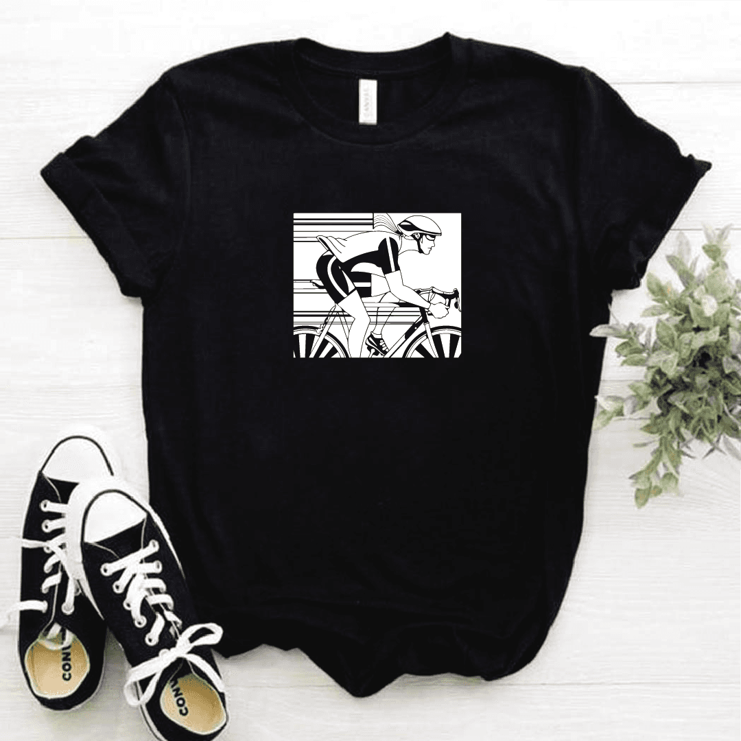 Camisa estampada  tipo T-shirt CICLISTA CARRERA DAMA CUADRO — foto 4