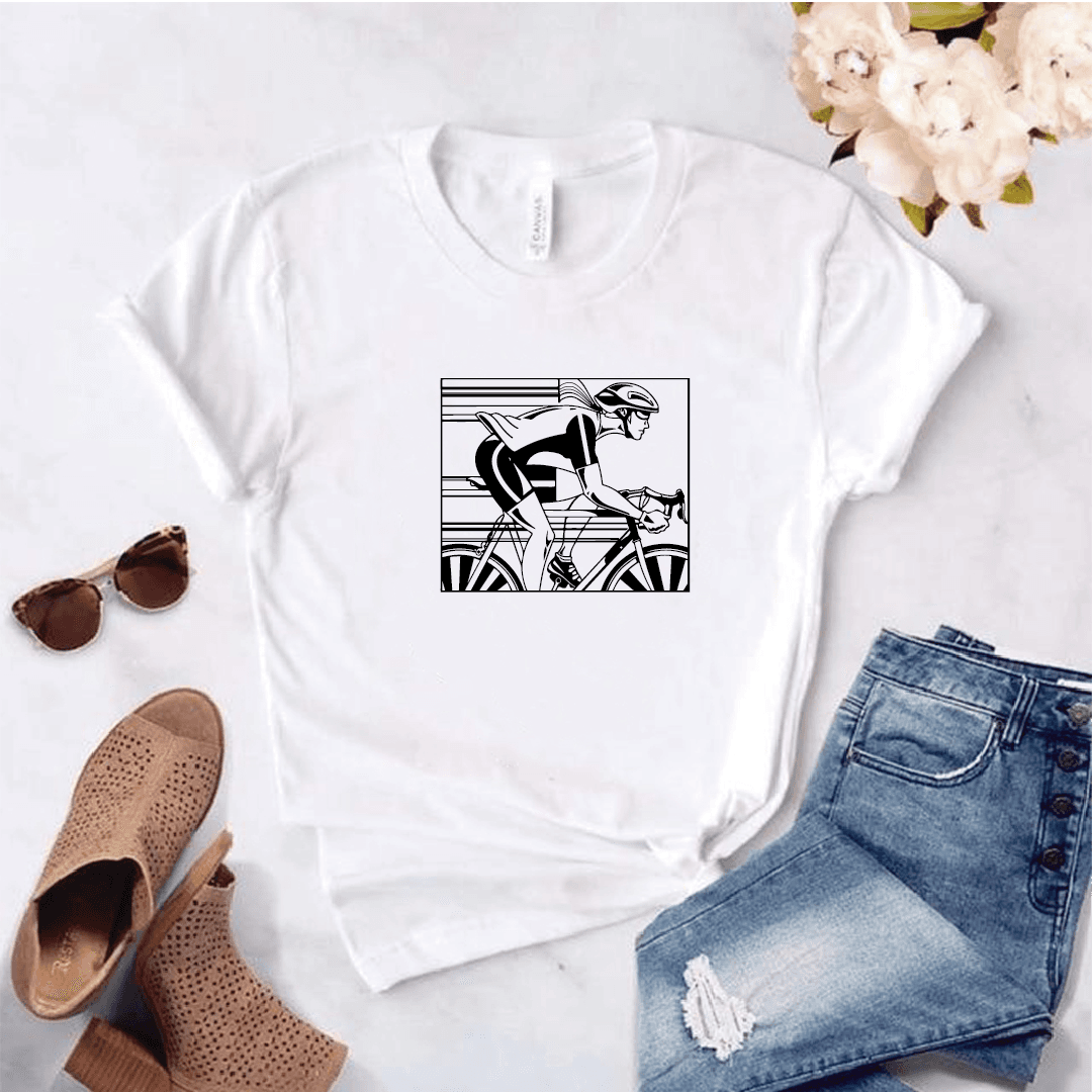 Camisa estampada  tipo T-shirt CICLISTA CARRERA DAMA CUADRO — foto 2