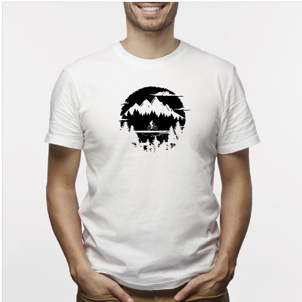 Camisa estampada para hombre  tipo T-shirt Ciclista paisaje atrás — foto 2