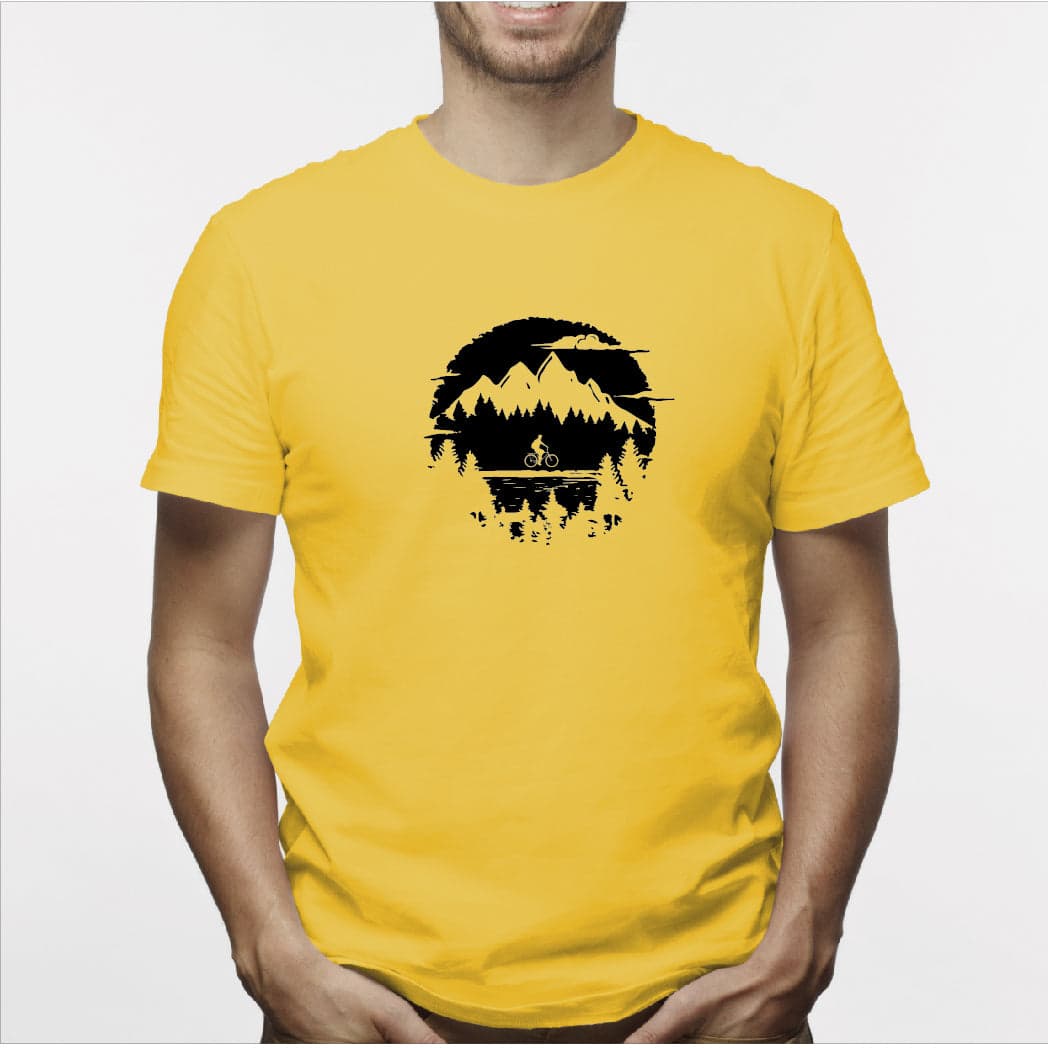 Camisa estampada para hombre  tipo T-shirt Ciclista paisaje atrás — foto 3