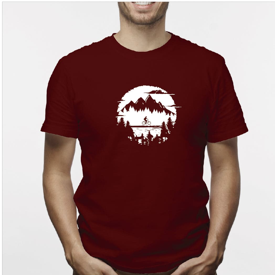 Camisa estampada para hombre  tipo T-shirt Ciclista paisaje atrás — foto 4