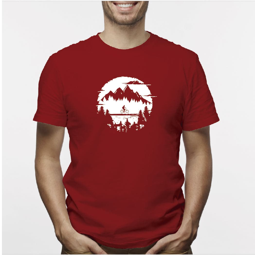 Camisa estampada para hombre  tipo T-shirt Ciclista paisaje atrás — foto 6