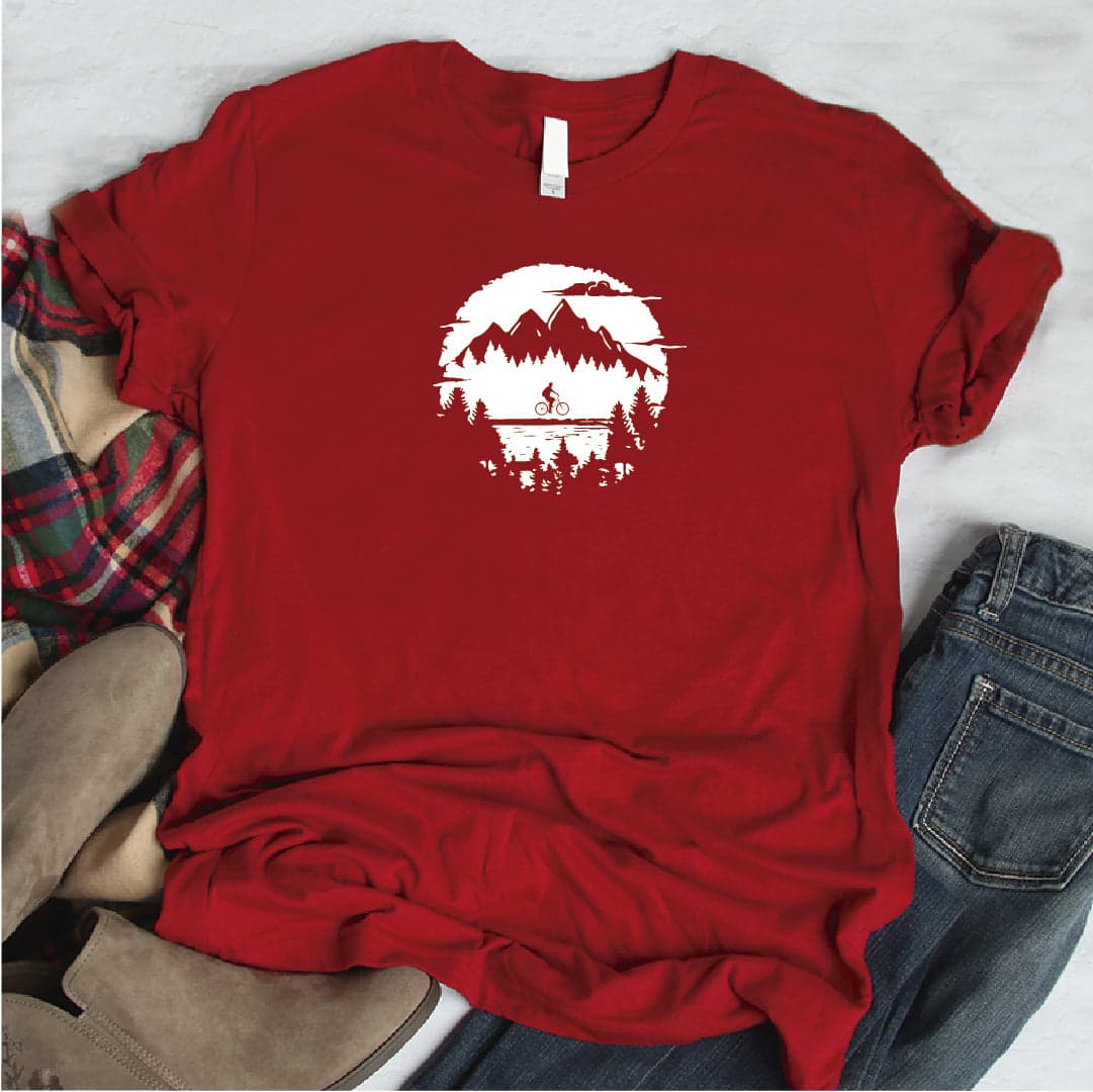 Camisa estampada  tipo T-shirt Ciclista paisaje atrás — foto 3