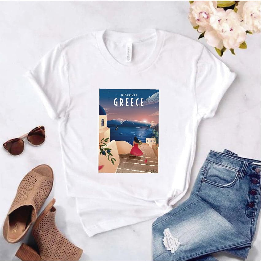 Camisa estampada  tipo T-shirt  de polialgodon GRECIA — foto 1