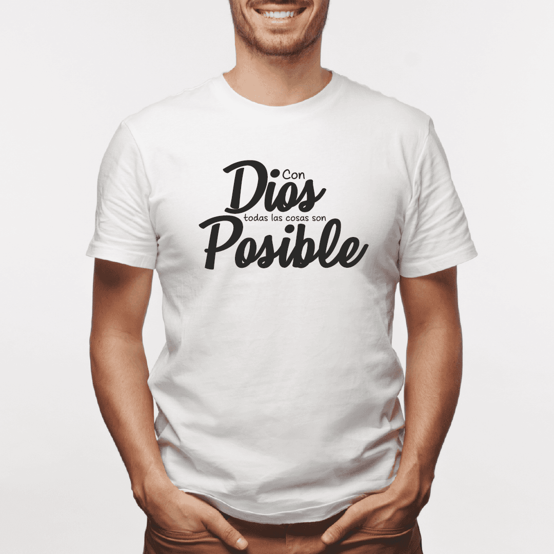 Camiseta estampada tipo T-shirt CON DIOS TODAS LAS COSAS SON POSIBLE (CRISTIANOS) (HOMBRE) — foto 2