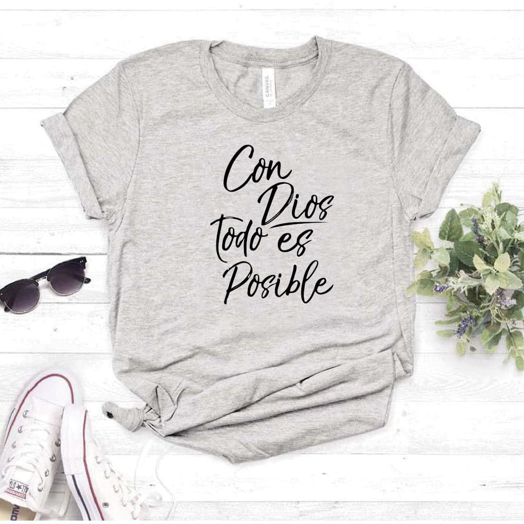 Camisa estampada Cristiana tipo T- shirt Con Dios Todo es Posible — foto 8