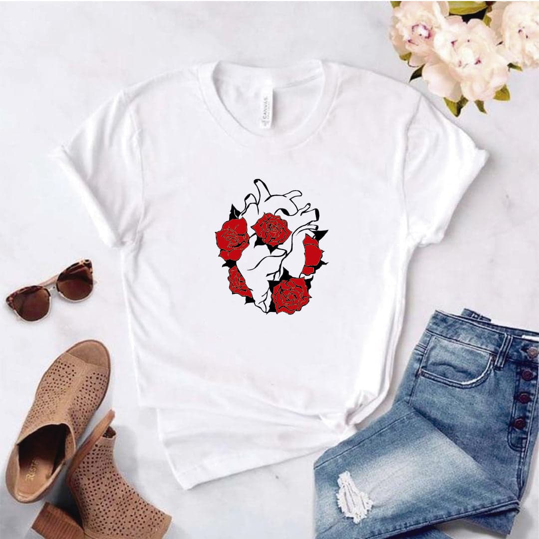 Camisa estampada tipo T- shirt CORAZON CON FLORES — foto 8