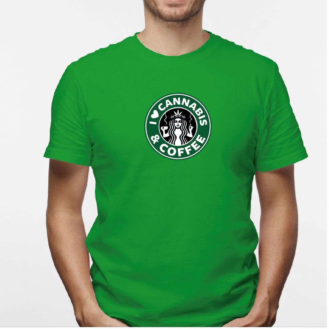 Camisa estampada en algodón para hombre tipo T-shirt Cannabies y Cofee — foto 7
