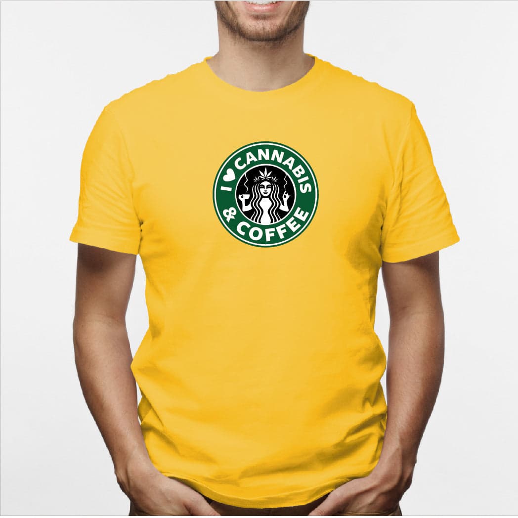 Camisa estampada en algodón para hombre tipo T-shirt Cannabies y Cofee — foto 2