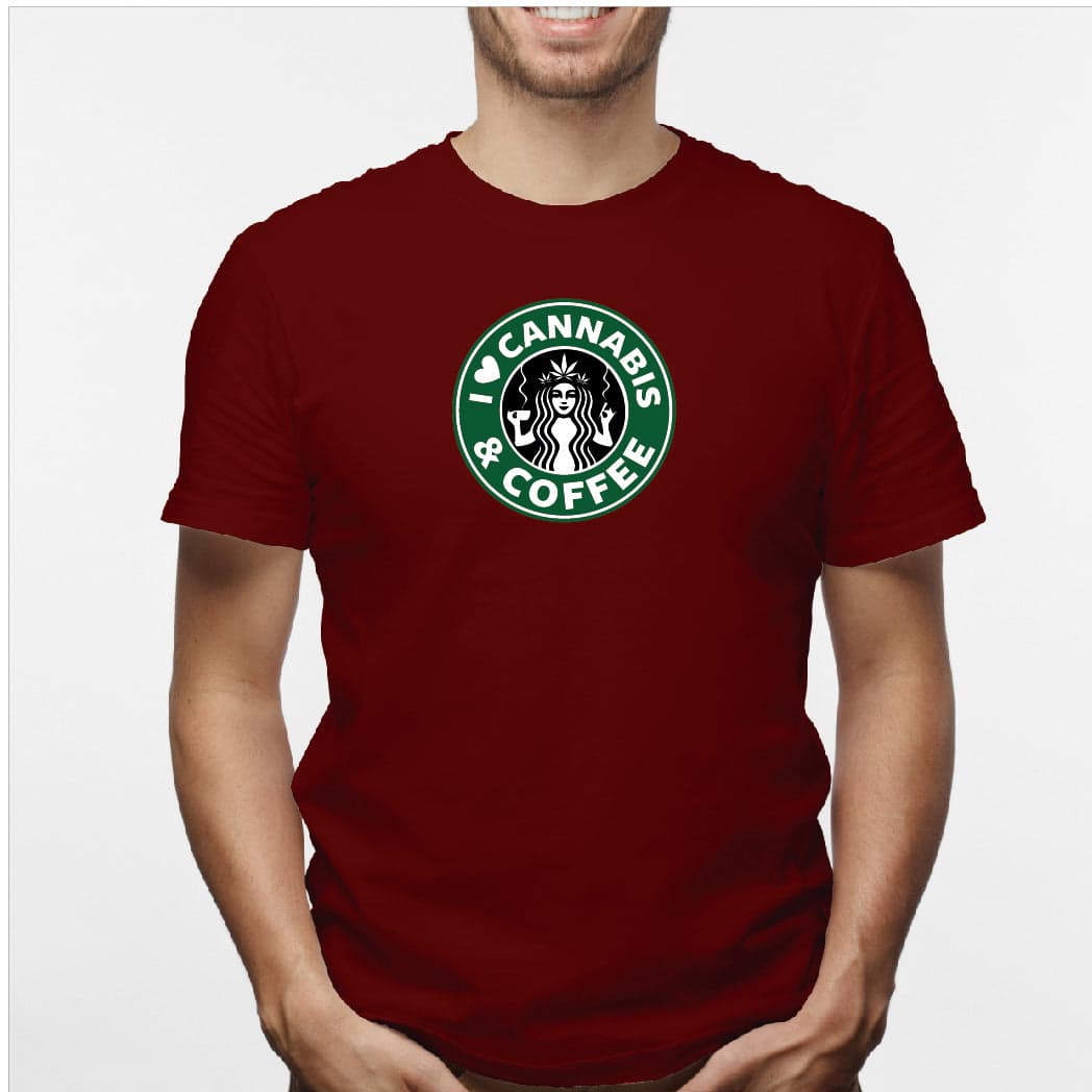 Camisa estampada en algodón para hombre tipo T-shirt Cannabies y Cofee — foto 3