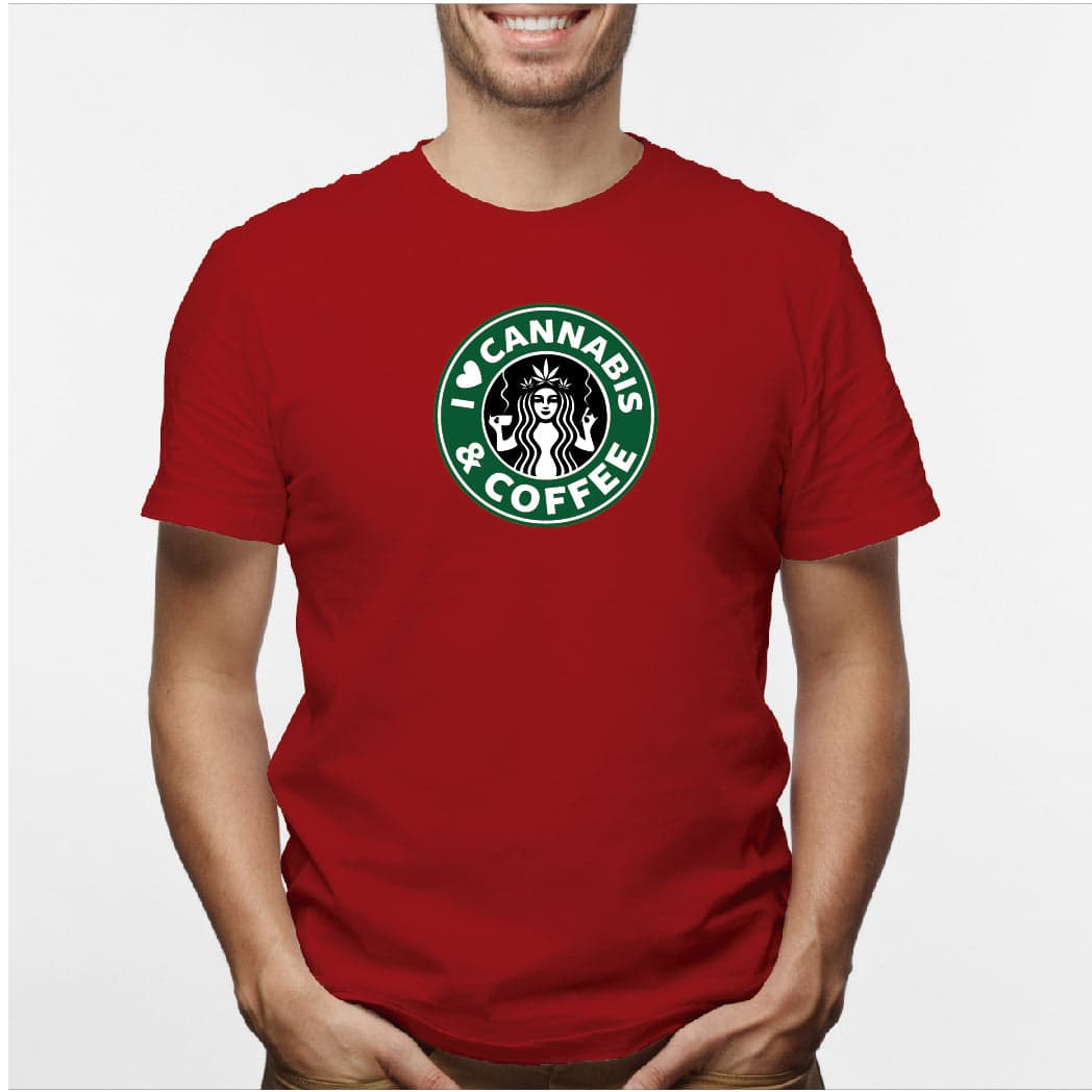 Camisa estampada en algodón para hombre tipo T-shirt Cannabies y Cofee — foto 5