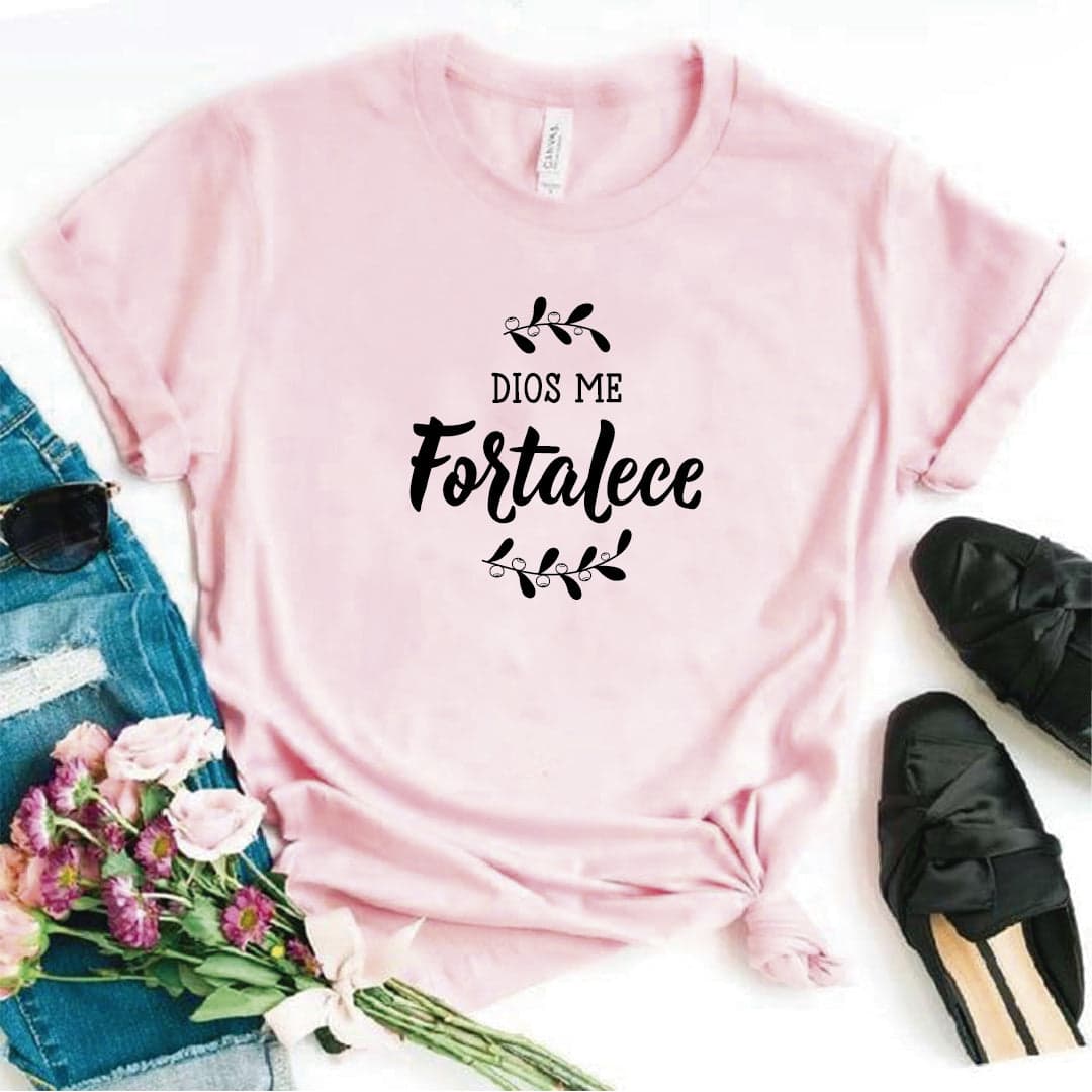 Camisa estampada tipo T- shirt Dios me fortalece (cristiana) — foto 8