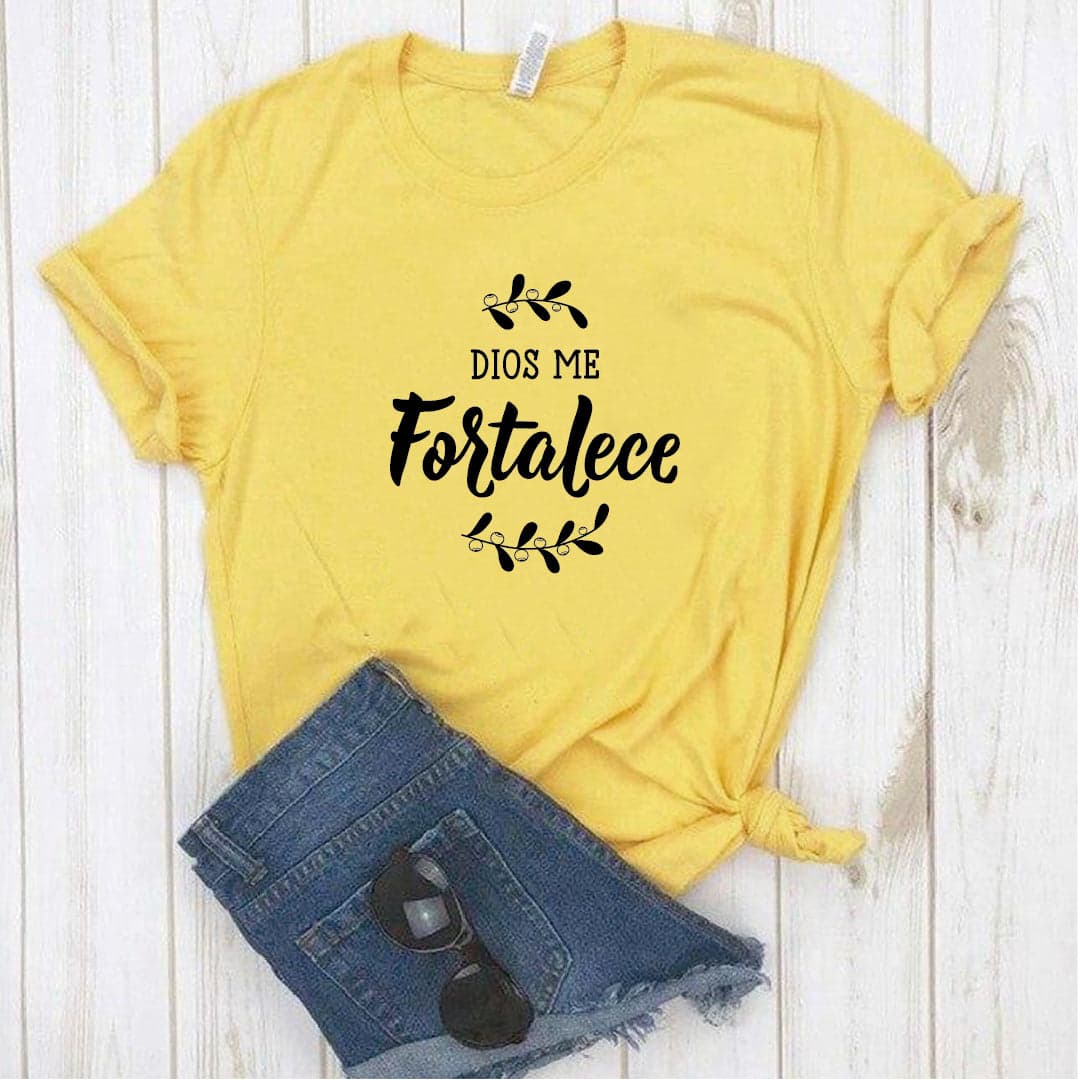 Camisa estampada tipo T- shirt Dios me fortalece (cristiana) — foto 3