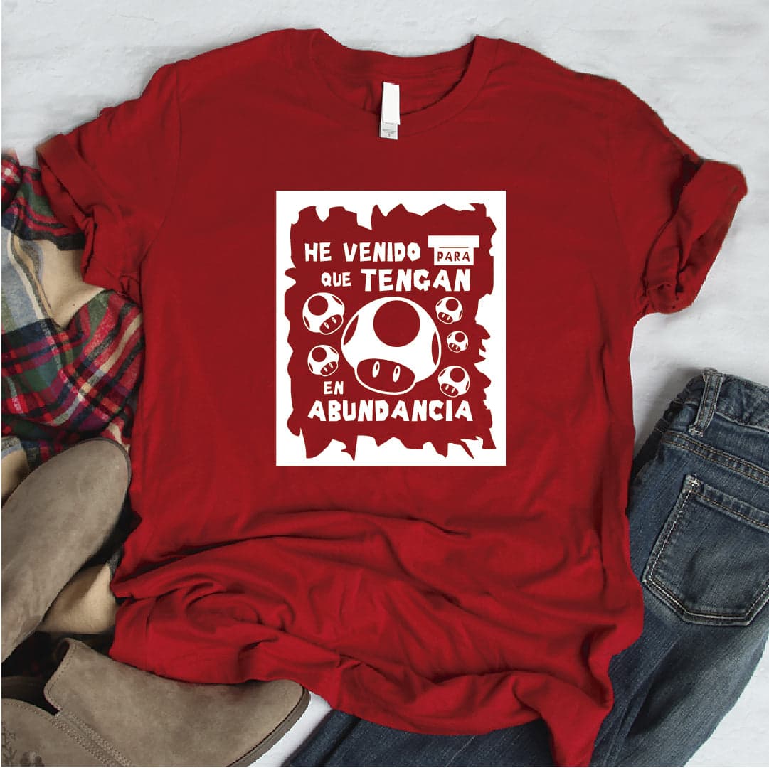 Camisa estampada tipo T- shirt HE VENIDO A TRAER ABUNDANCIA — foto 1