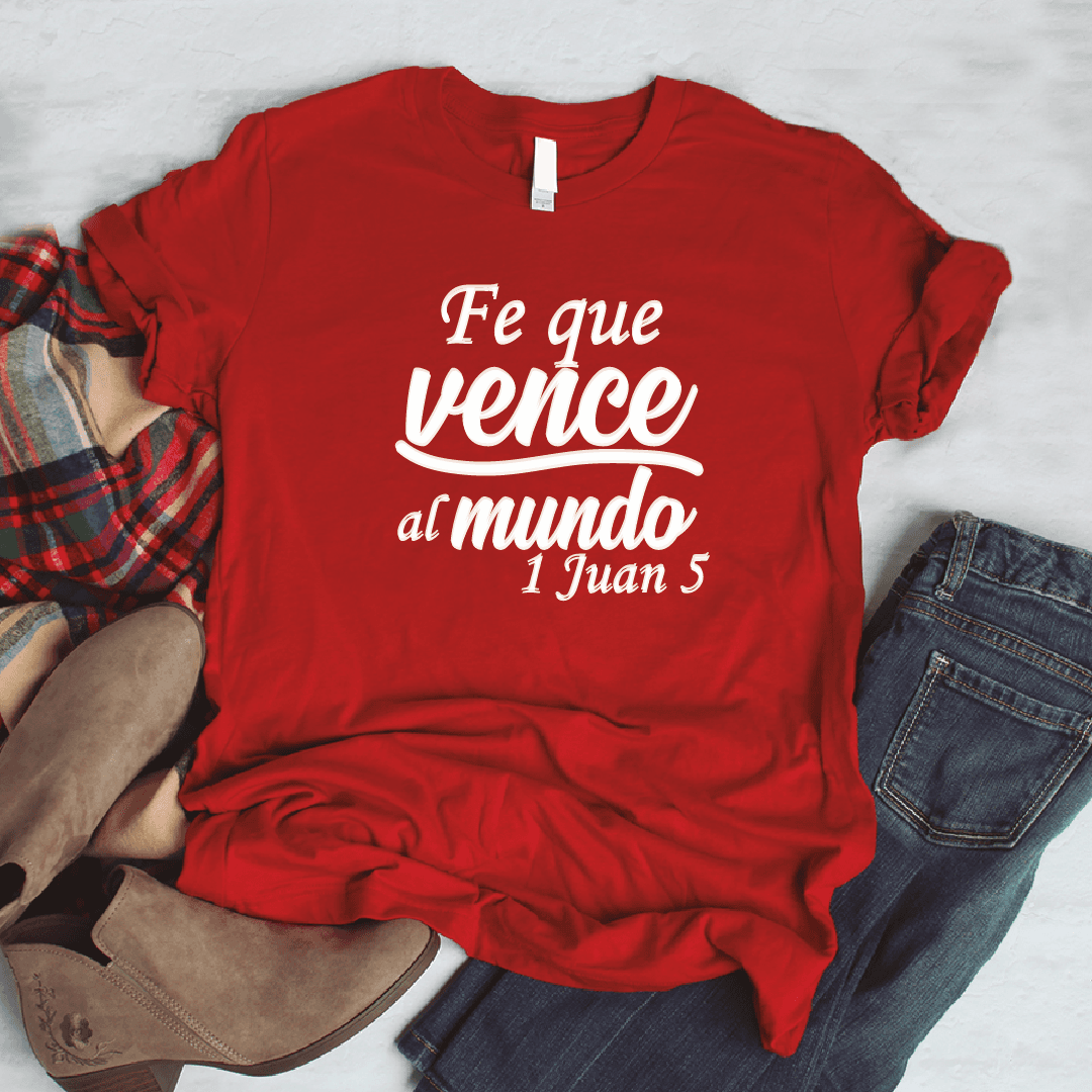 Camiseta estampada tipo T-shirt FE QUE VENCE AL MUNDO (CRISTIANOS) (DAMA) — foto 5