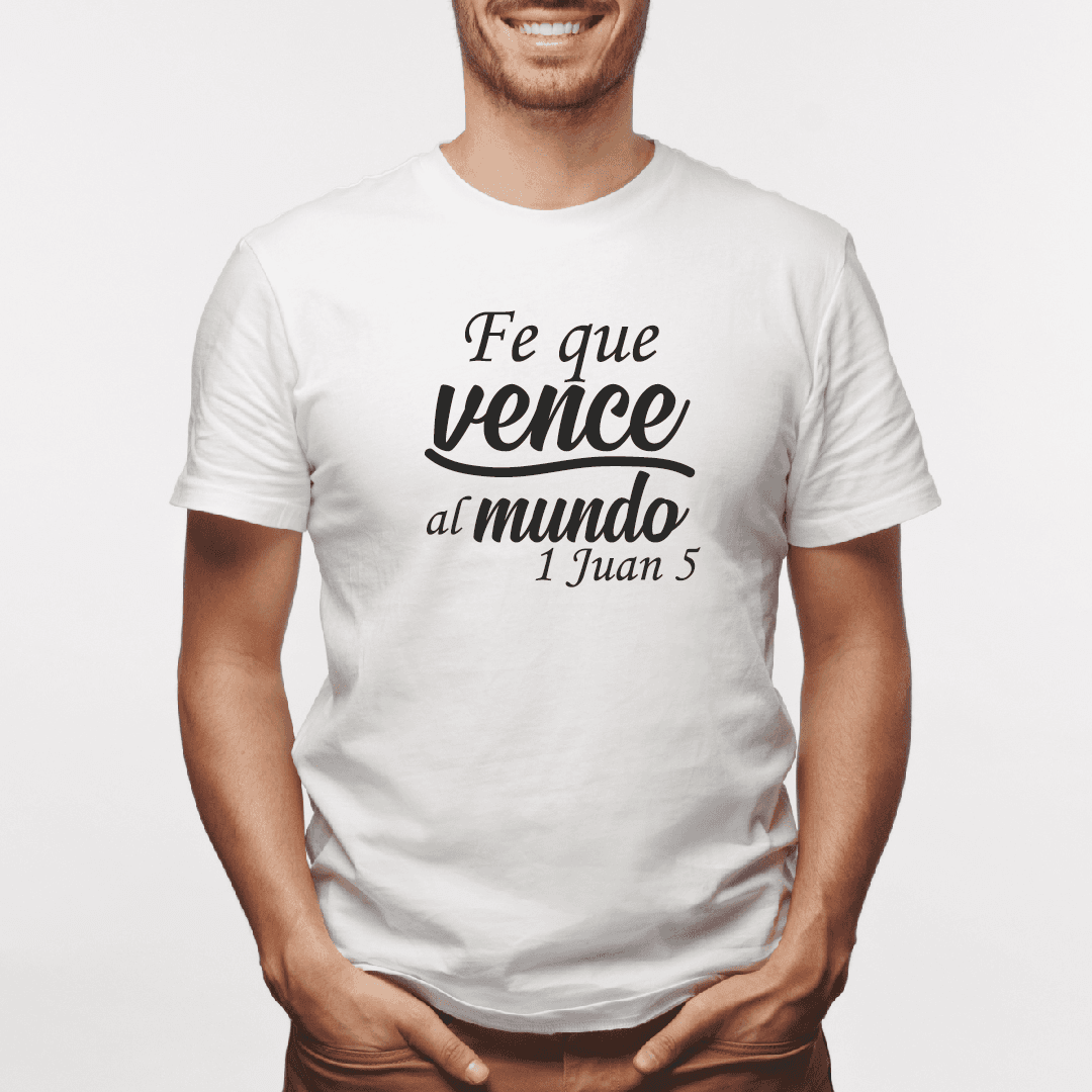 Camiseta estampada tipo T-shirt FE QUE VENCE AL MUNDO (CRISTIANOS) (HOMBRE) — foto 3