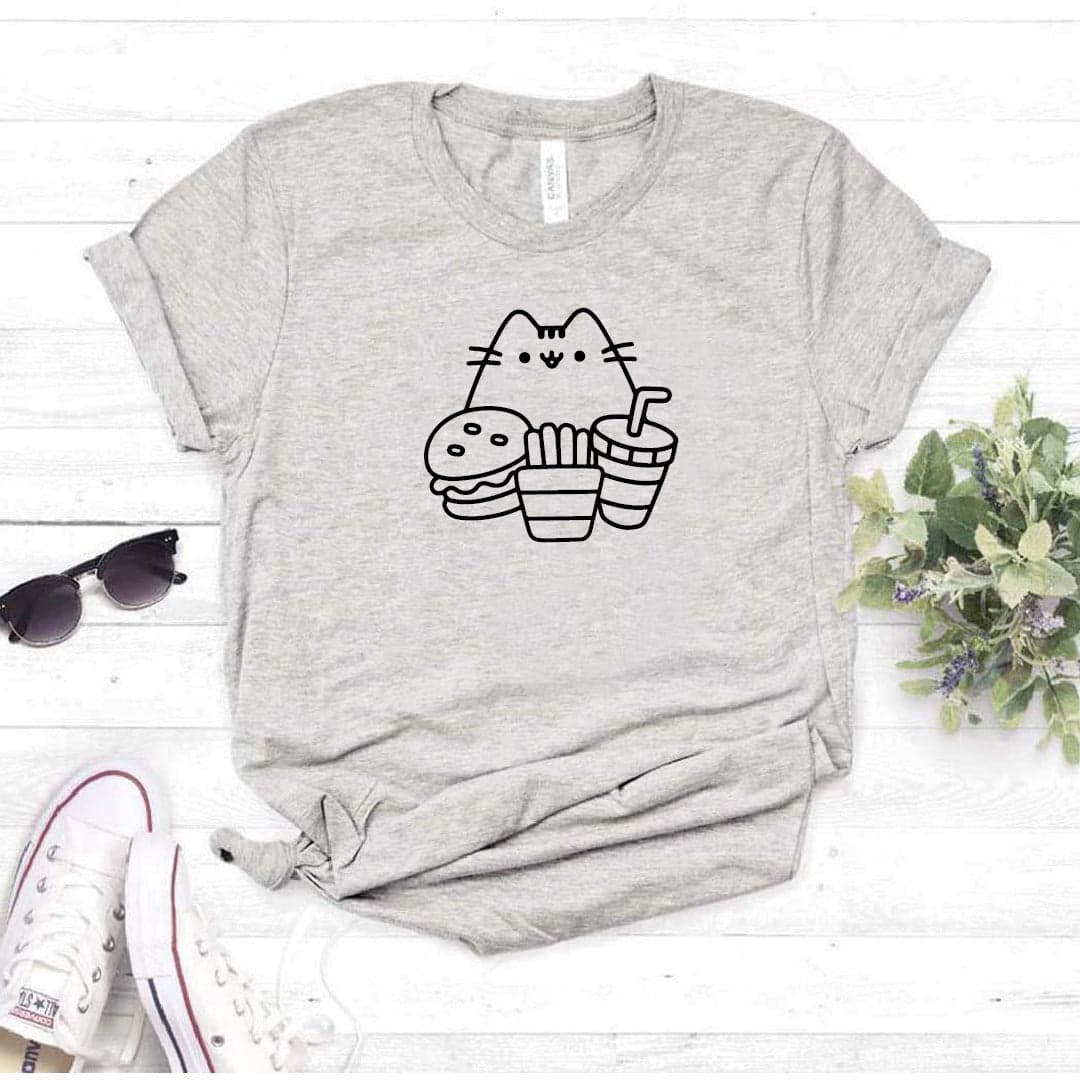 Camisa estampada  tipo T-shirt  Gatito Comida — foto 8