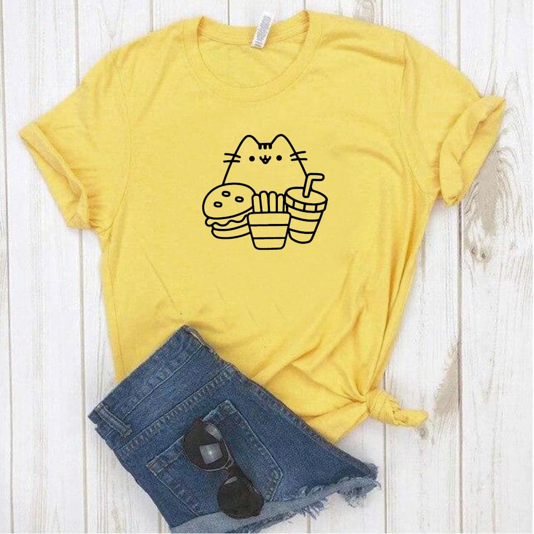 Camisa estampada  tipo T-shirt  Gatito Comida — foto 2