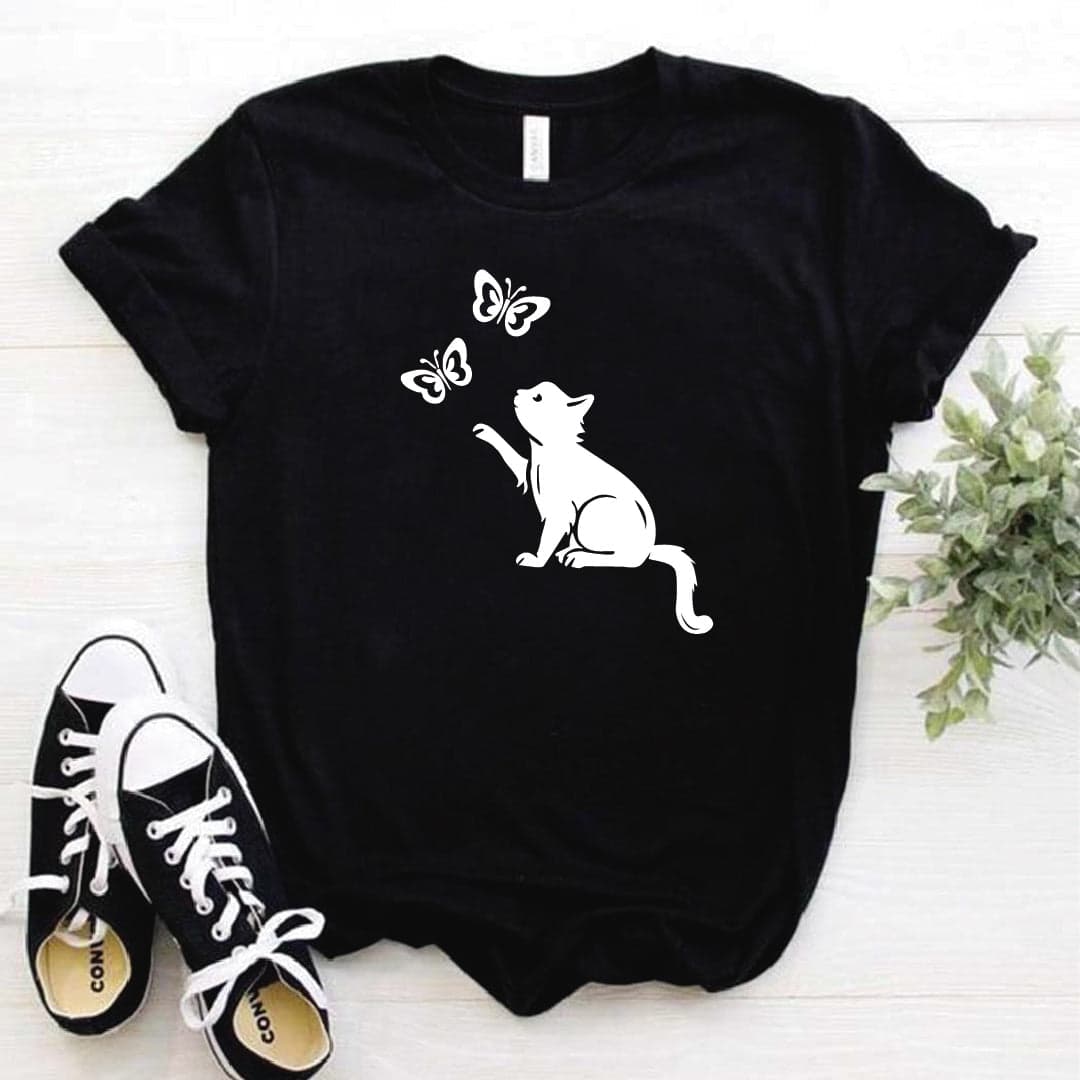 Camisa estampada  tipo T-shirt Gato mariposa 2 — foto 1