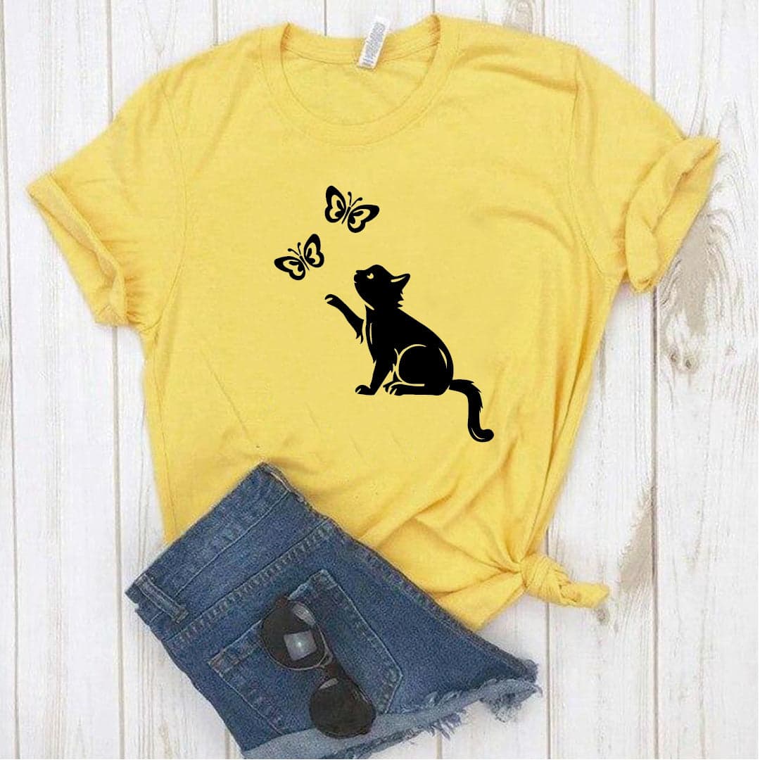 Camisa estampada  tipo T-shirt Gato mariposa 2 — foto 2