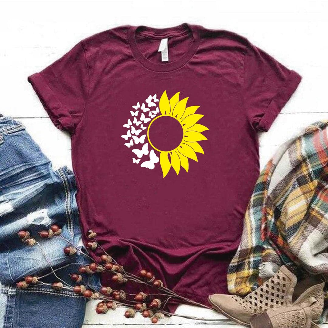 Camisa estampada  tipo T-shirt GIRASOL MARIPOSA — foto 3