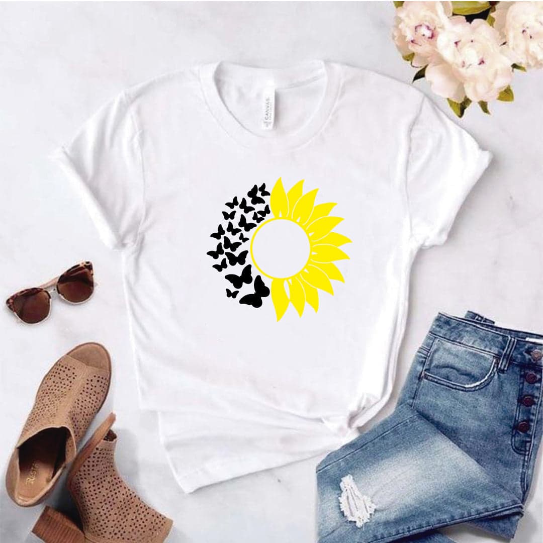 Camisa estampada  tipo T-shirt GIRASOL MARIPOSA — foto 8