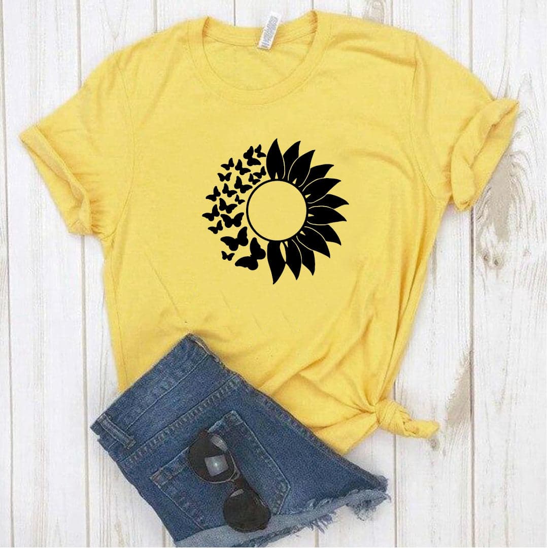 Camisa estampada  tipo T-shirt GIRASOL MARIPOSA — foto 2