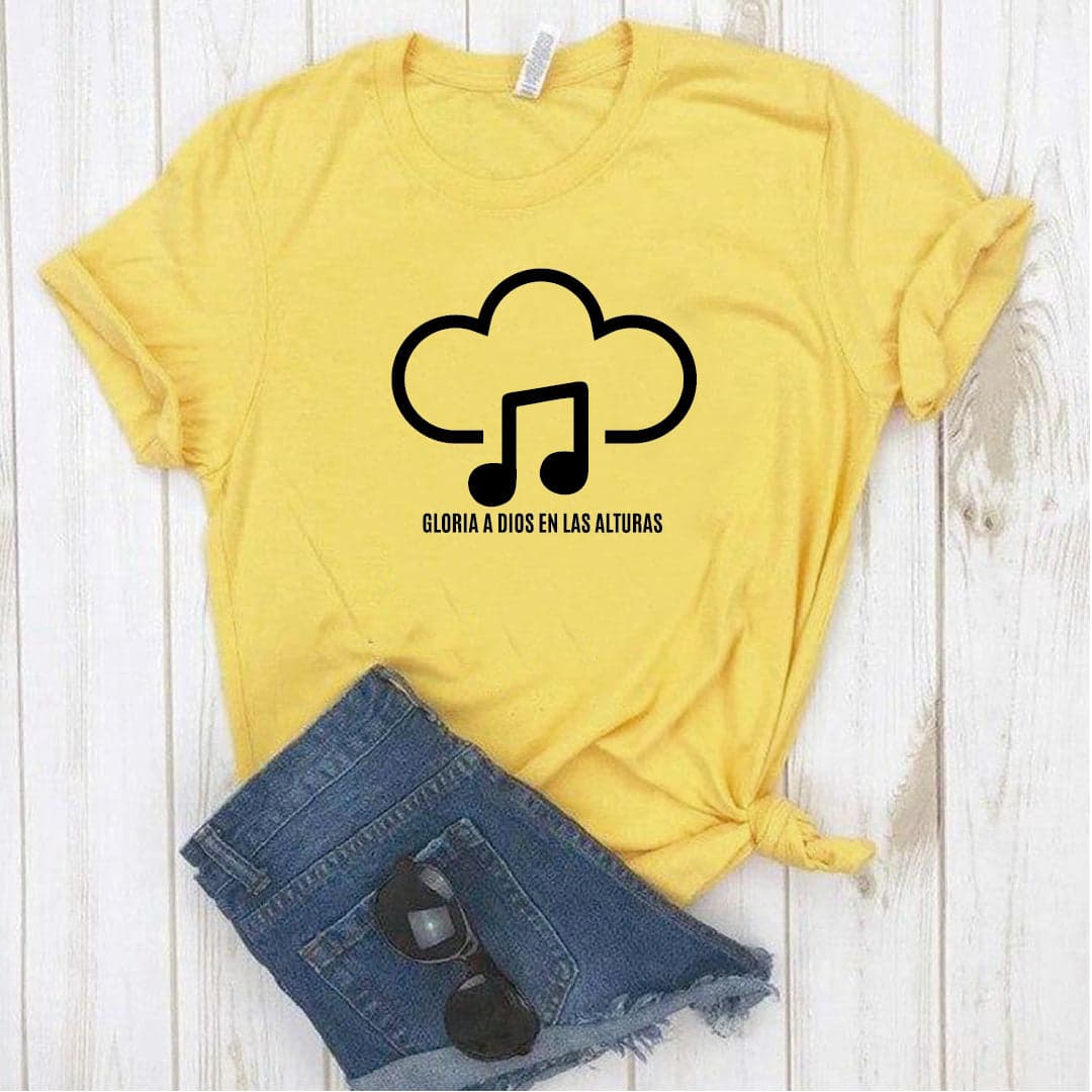 Camiseta T-shirt mujer cristiana GLORIA DE DIOS EN LAS ALTURAS — foto 7