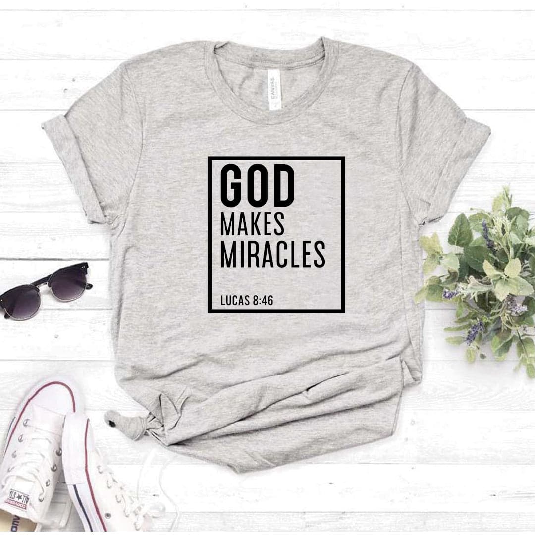 Camiseta T-shirt mujer cristiana GOD MAKE MIRACLES — foto 4